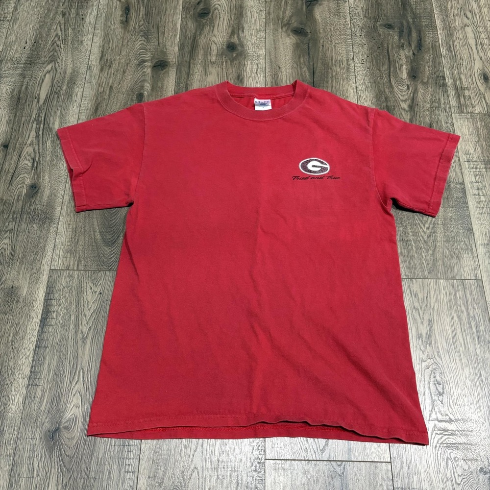 Vintage Georgia Bulldogs Shirt Mens M Red NCAA Football M&O Knits Tried & True
